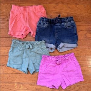 Four OshKosh B'gosh and Cat & Jack 2T Shorts - Pink, Coral, Denim, Green